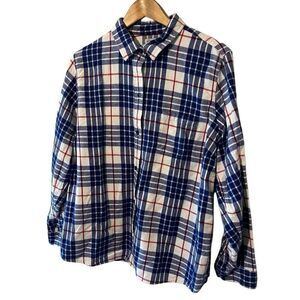 LL Bean flannel scotch plaid men’s size 1X cotton flannel fall relaxed fit lumbe